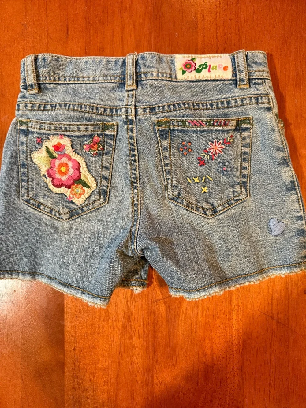 Children’s Place Denim Floral Appliqué Shorts - Blue Denim